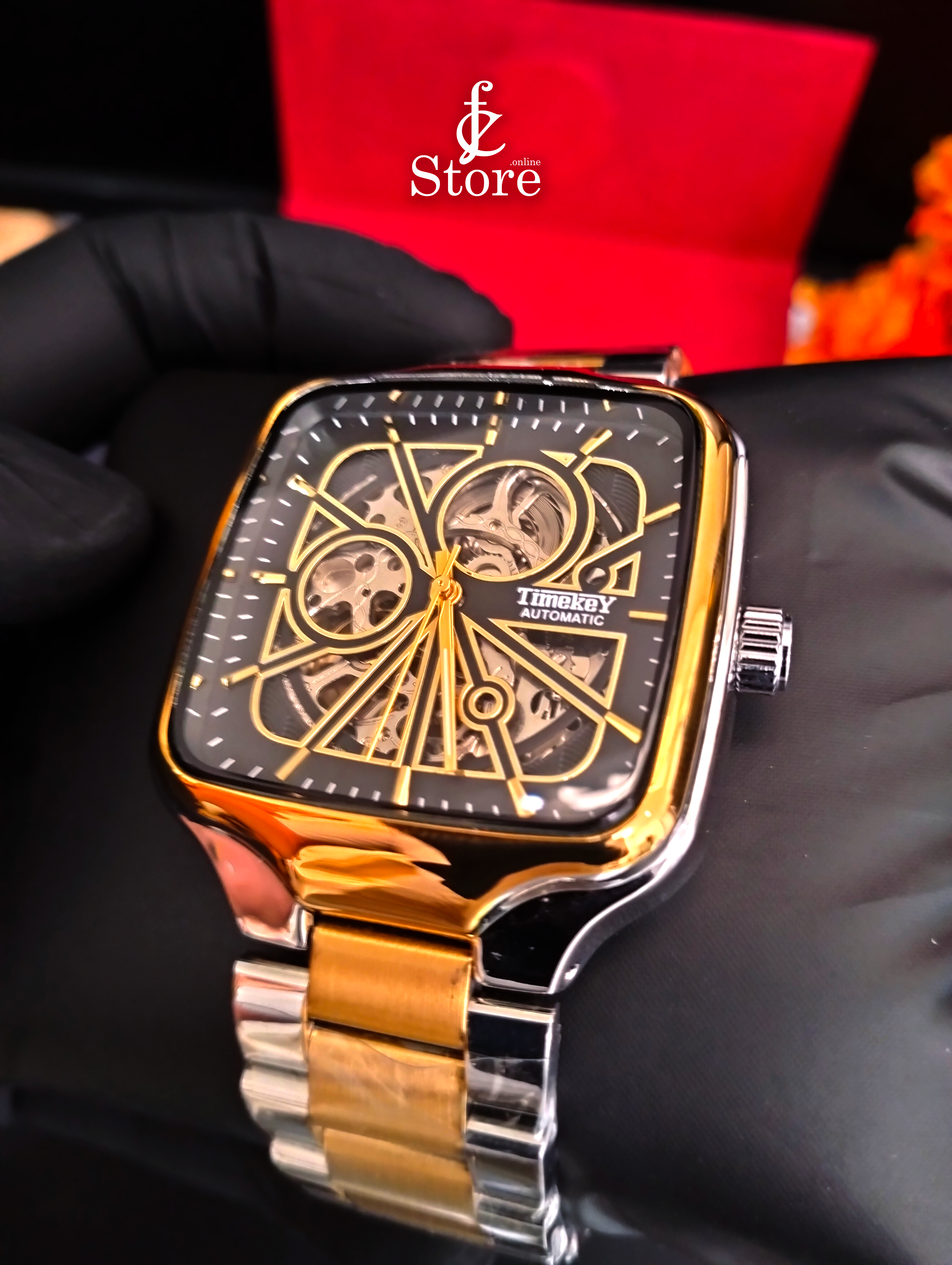 Timekey Automatic Skeleton Square Watch