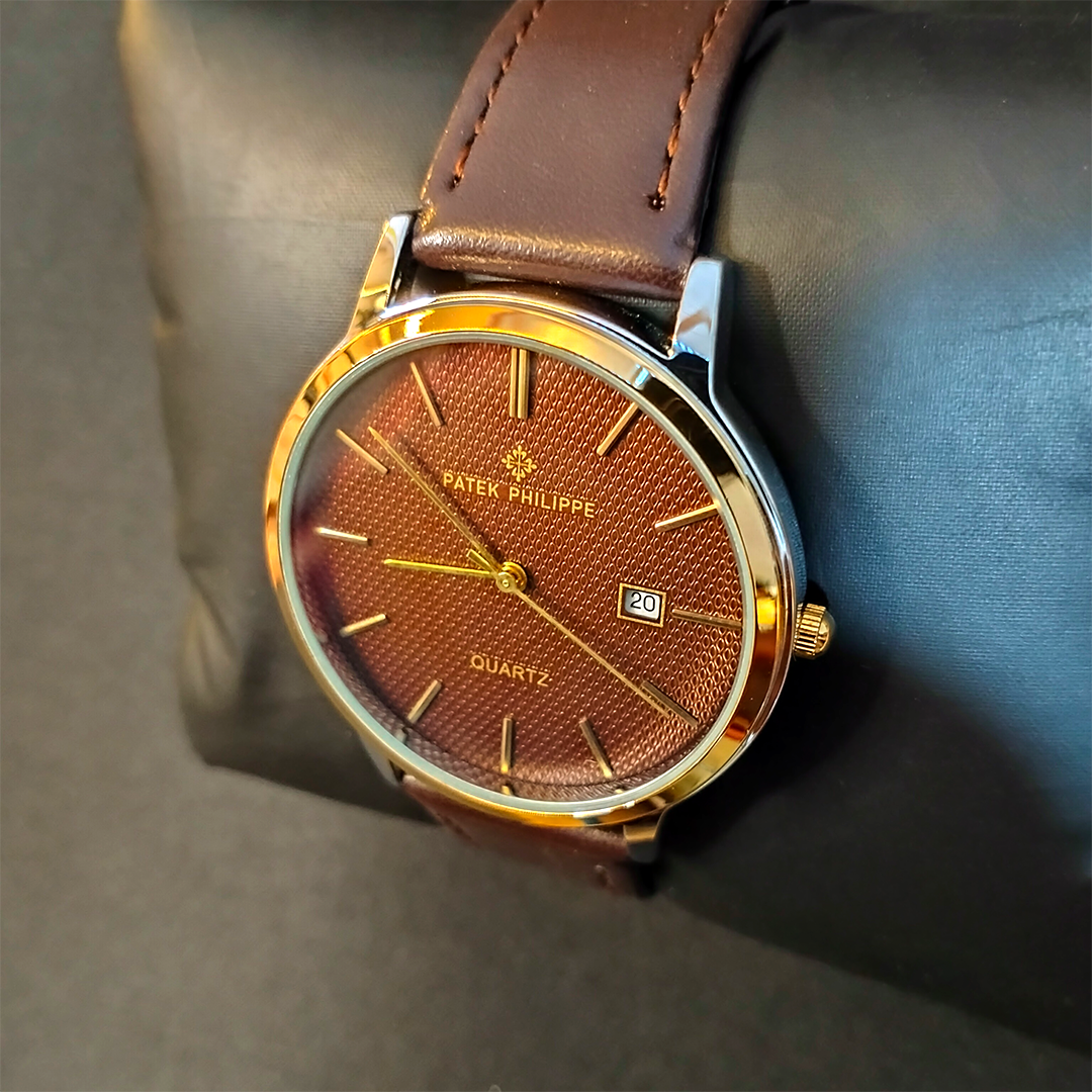 Patek Philippe Leather Band Men Watch