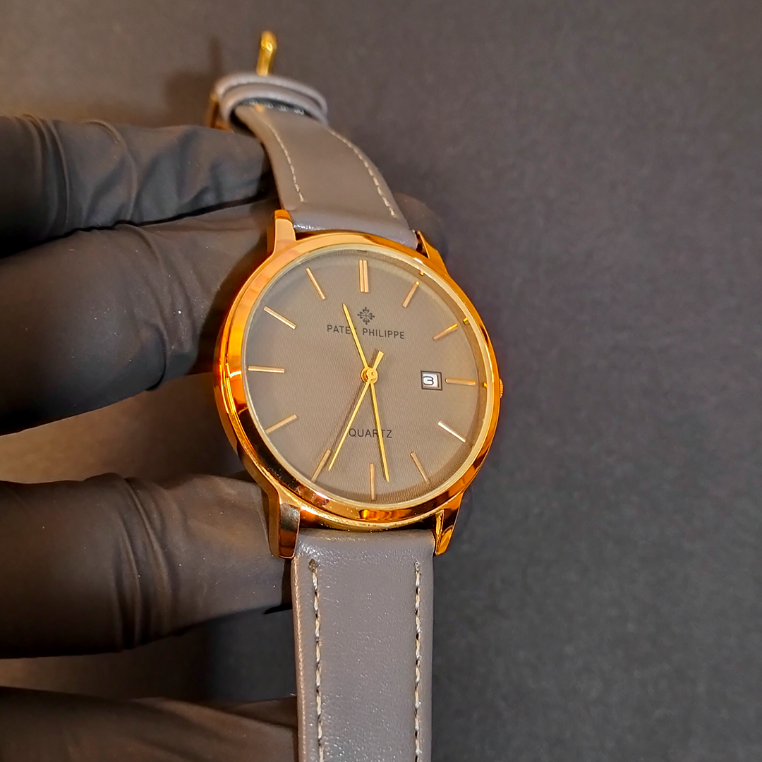 Patek Philippe Leather Band Men Watch