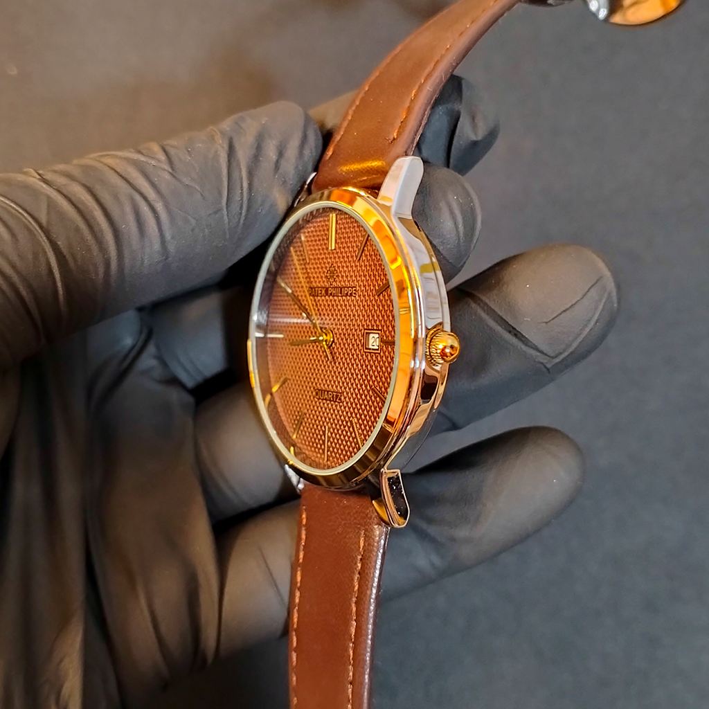 Patek Philippe Leather Band Men Watch