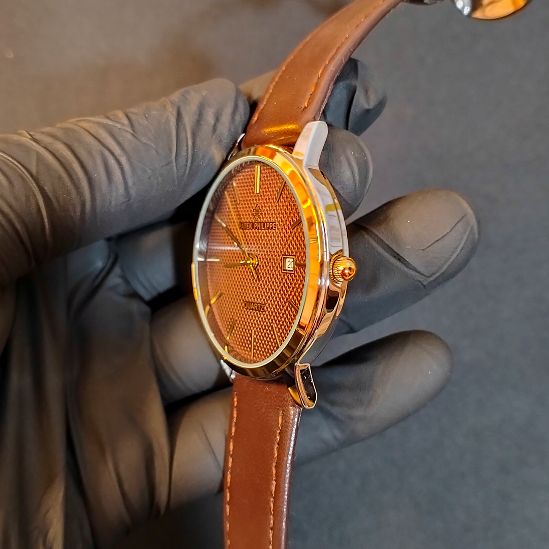 Patek Philippe Leather Band Men Watch